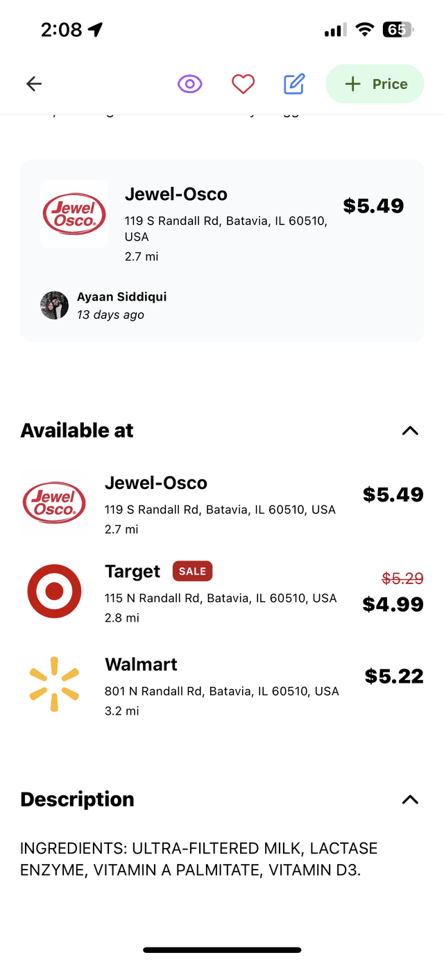 Nearby Prices